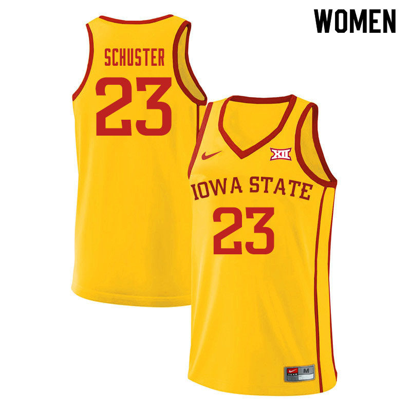 Women #23 Nate Schuster Iowa State Cyclones College Basketball Jerseys Sale-Yellow